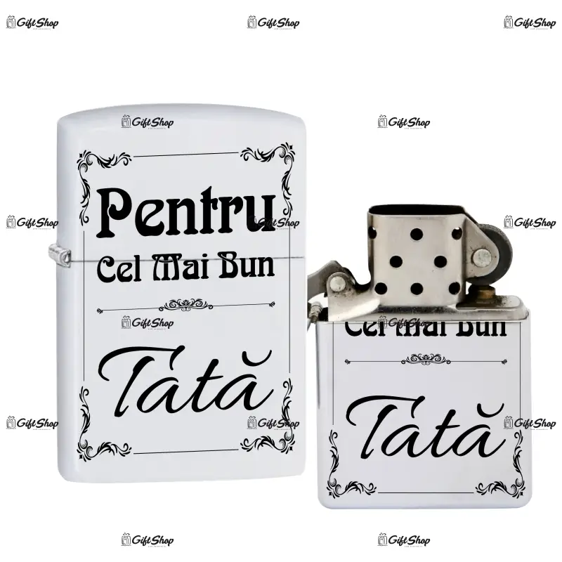 Cel mai bun tata, bricheta metalica gravata laser cu mesaj